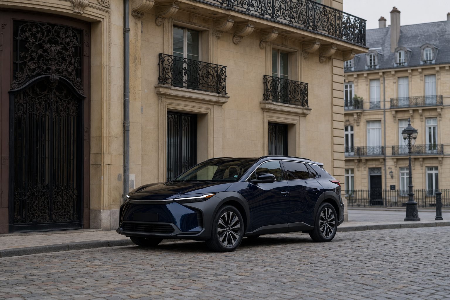 Toyota bZ4X 2026 — chauffeur VTC LEMIGO à Metz face au taxi